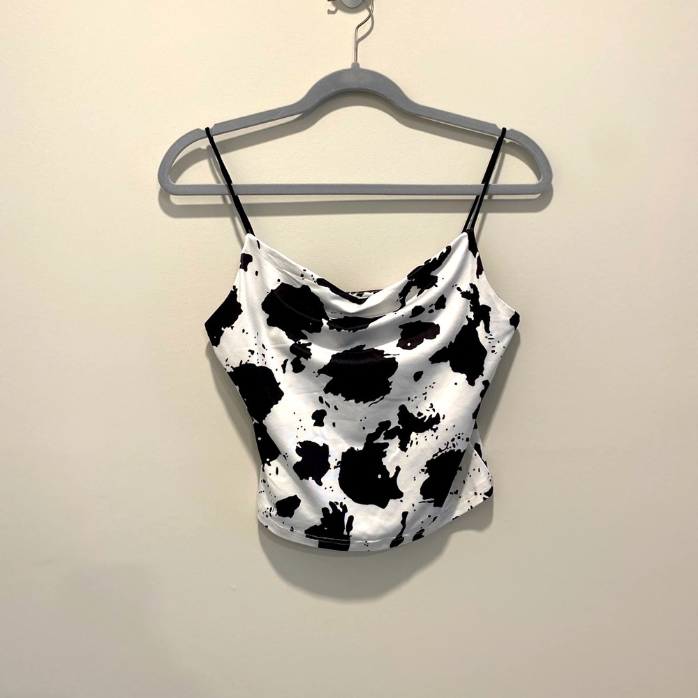 Small Cow print cropped tank top